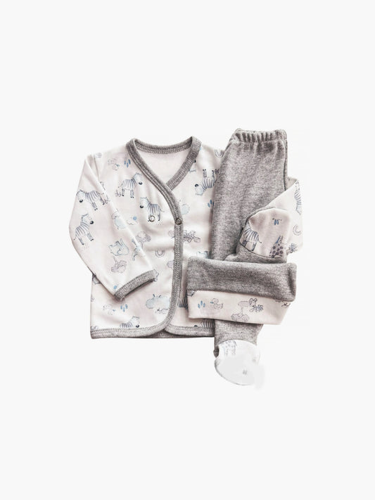 Ajuar 3 piezas Bata Estampado