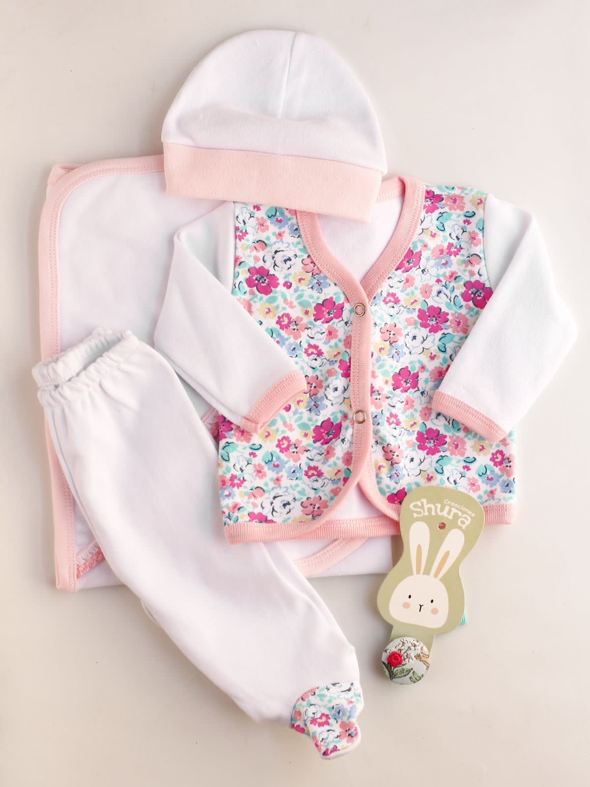 Ajuar 4 piezas Bata Estampada
